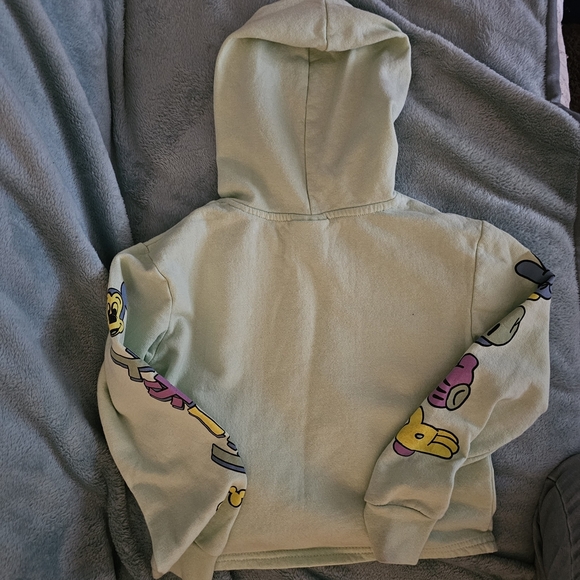 Disney Green Mickey Mouse Cropped Hoodie Sweatshirt - Picture 9 of 9
